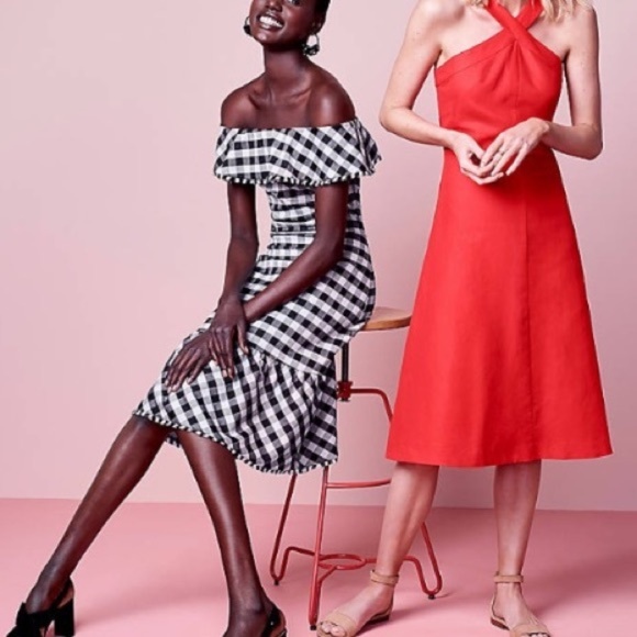 Ann Taylor Black and White Gingham Midi Dress - Picture 8 of 11